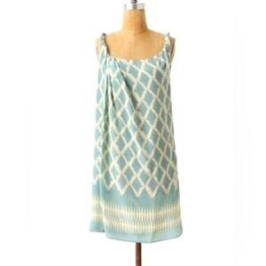 Anthropologie MOULINETTE SOEURS Silk Mini Dress Blue Print Twist Straps